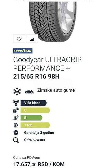 sloba auto ruma: GOODYEAR 215/65 R16 ZIMSKA | dve gume sa slike, cena za obe 100 — 8
