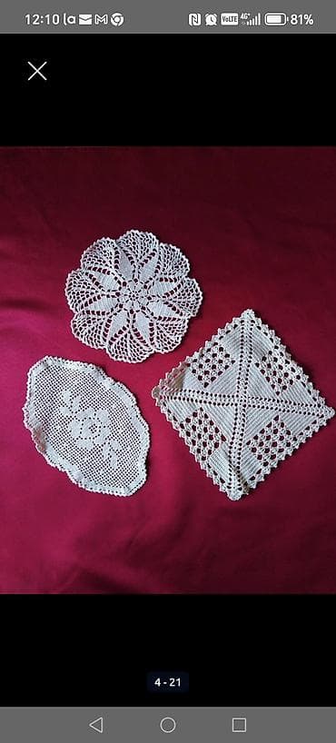 l profili cena: Ručno heklani podmetači/čipkasti miljei – - Materijal: tanki pamučni — 2