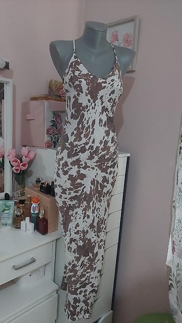 paul shark jakne: Slip haljina sa uzorkom – braon/bež “kravlji” print - Kroj — 2