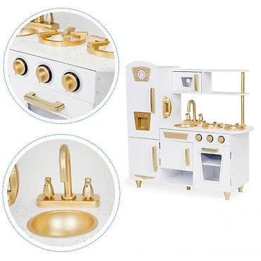 labrador obuca veliki brojevi: Velika drvena kuhinja za decu – White & Gold (ECO TOYS) Šifra — 4