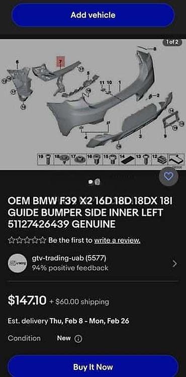 isparivac za plin: NOSAČ ZADNJEG BRANIKA F39 ZA BMW X2 | BMW x2 f39 nosač zadnjeg — 4