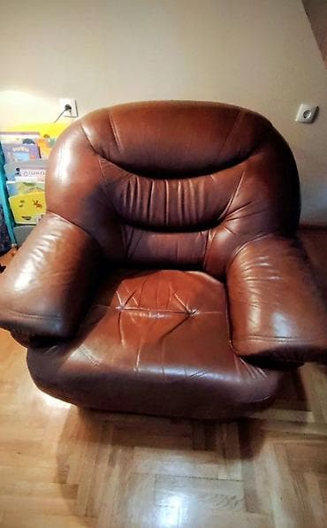Fotelja kozna Dalasova (mala ostecenja na naslonu ta ruke)