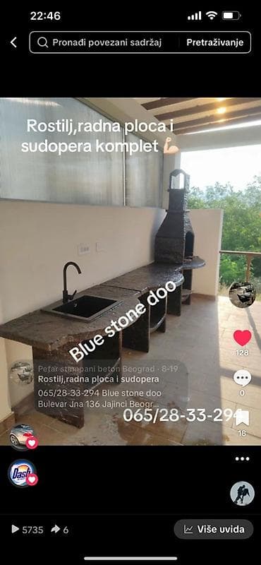 Spoljašnja kuhinja – komplet roštilj, radna ploča i sudopera. -