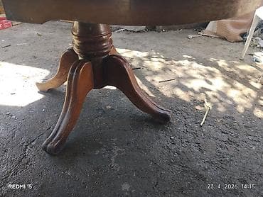 okrugli stolovi na razvlačenje: Okrugli drveni trpezarijski sto na razvlačenje - Materijal: puno — 4