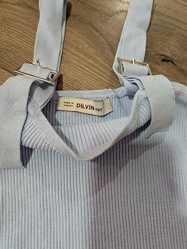 pantalone sa prslukom: Rebrasti ženski bodi Dilvin Knit – svetloplave boje - Brend: Dilvin — 3