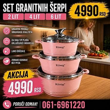 Set granitnih šerpi König – 3 dela (2 L, 4 L, 6 L) - Granitni premaz