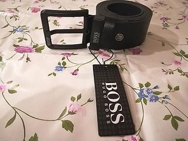 narandzasti kais: Novi muski kozni markirani kais Hugo Boss sa crnom snalom. Zemlja — 3