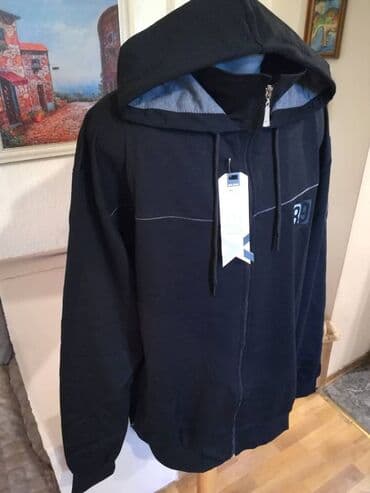 pantalone za punije: Novi muski pamucni duks sa kapuljacom u velikom broju Benx 5XL Crni — 3