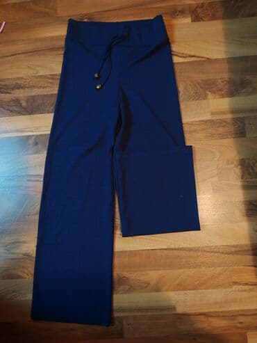 Ostale pantalone: Ženske široke pantalone – tamnoplave - Model: ravne/široke nogavice — 3