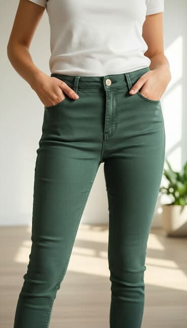 sljokicaste pantalone: Mango farmerke, zelena boja, jako kvalitetne, fenomenalno stoje, imaju — 1