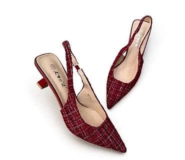 mckinley obuća: Damske slingback cipele sa niskom petom – bordo tvid - Elegantne — 1
