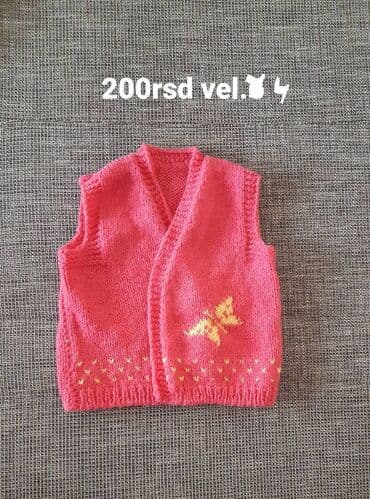 Bodysuits and Footies for babies: Pleten prsluk za bebe/decu - Boja: jarko roze sa žutim detaljima - — 1