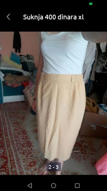 bež pantalone: XL (EU 42), Midi, color - Beige — 1