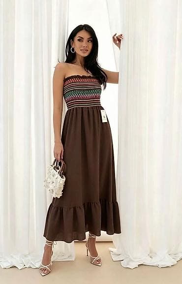 haljine od frotira: Haljina maxi haljina top bez bretela sarena. Kroj: gornji deo — 4