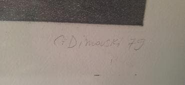 mali razanj za pilice: Grafika u okviru – potpisano C. Dimovski, 1977 - Tehnika: crno-bela — 6