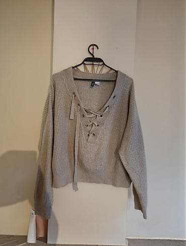 tommy hilfiger d: Ženski pleteni džemper sa vezivanjem na dekolteu - Model: širok — 1