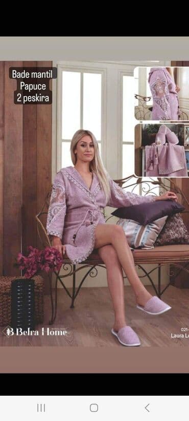 bade mantil versace: FANTAZI Bade Mantl SET 1/5 BADE MANTIL SA CIPKOM DVA PESKIRA SA CIPKOM — 5