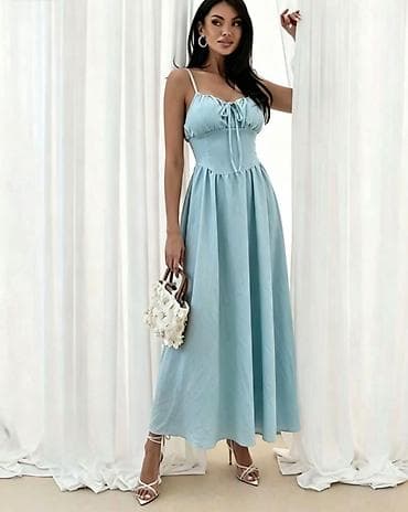 haljine od frotira: Haljina na bretele duga maxi. - Romantičan kroj sa uskim,strukiranim — 7