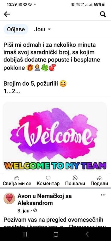 Postanite clan dobijate 20%popusta na sve proizvode iz avona,porucujte na lalafo.rs Postanite clan dobijate 20%popusta na sve proizvode iz avona,porucujte