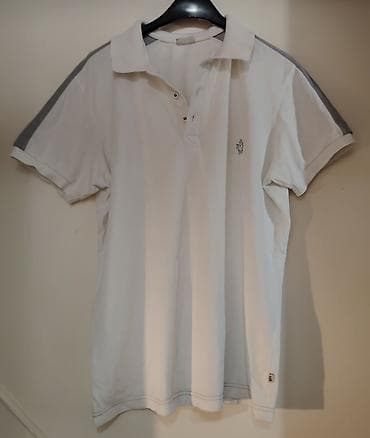 Men's Clothing: Muška polo majica – bela sa sivim detaljima - Klasičan kroj sa — 1