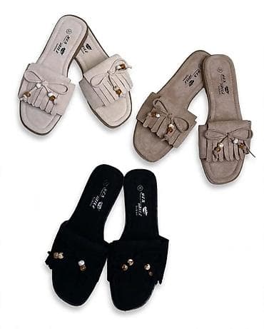 Ženske ravne papuče – resice i perlice - Model: slip-on papuče sa