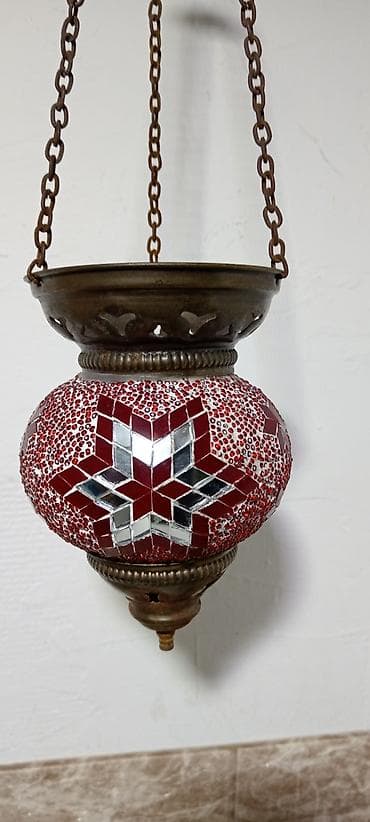 Kancelarijski nameštaj: - Viseća orijentalna lampa sa mozaikom - Materijal: stakleni globus — 5
