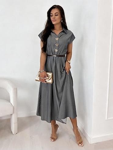 Lične stvari: 💫💫Ženska midi košulja-haljina sa pojasom - Elegantna A-kroj silueta — 2