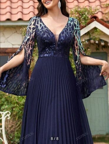 Swimsuits: Elegantna duga večernja haljina u tamnoplavoj boji. L veličina. - — 3