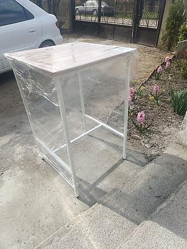 viseće stolice: Visoki barski sto – metalna konstrukcija, radna ploča dekor hrasta - — 3