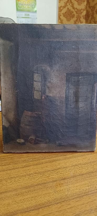 polovne slike za zid: Ulje na platnu – intimni enterijer sa prozorom i stolom - Tehnika — 7