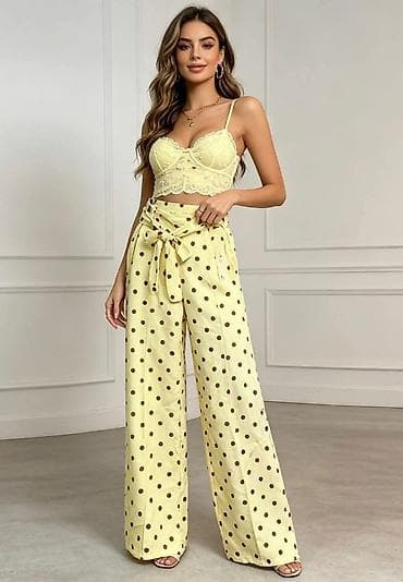 pantalone za punije dame: Pantalone širokog kroja sa tufnama. - Visok struk,široke nogavice za — 1