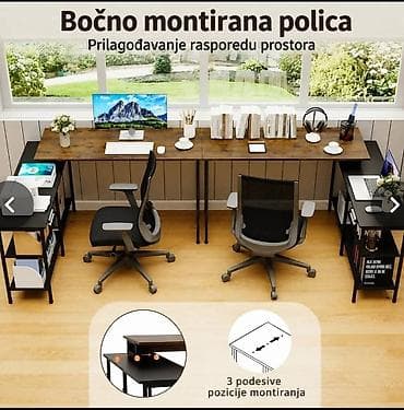 polica za tv kupujemprodajem: Kancelarijski sto sa policama ugaoni - 13000 din Boja : Rustik braon — 3