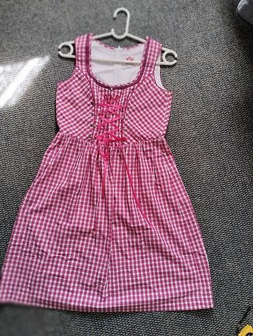 kucne haljine: Tradicionalna haljina u stilu dirndla – ružičasto‑bela karo (gingham) — 2