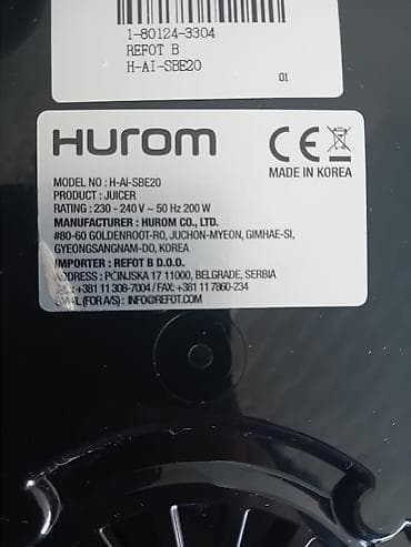 samsung ostali kuhinjski aparati: HUROM H-AI-SBE20 – spori sokovnik (cold press) - Brend/model: Hurom — 4