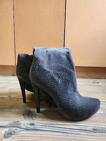 armani patike zenske bele: Ženske čizme/ankle boots na visoku štiklu, tamnosive boje. - — 3