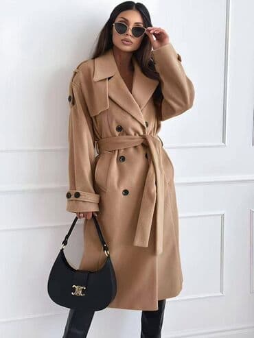 Muška obuća: 🔥Ženski kaput – dupli red dugmadi, pojas i široke rever kragne ✅4200 — 5