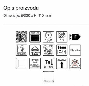 lupa sa svetlom: Plafonjera, bоја - Bela, Novo — 2