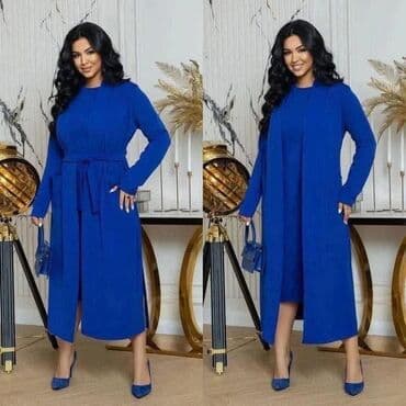 KOMPLETI ZA PUNIJE🔥 Haljina + kardigan od taslamskog pamuka Velicine — 1