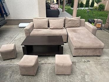 polovne ugaone garniture lalafo: Ugaona garnitura sa klub stolom i tabureima - Komplet sadrži — 2