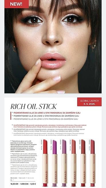 catrice sjaj za usne: Farmasi Rich Oil Stick – pigmentisano ulje za usne u stiku za savršeni — 2