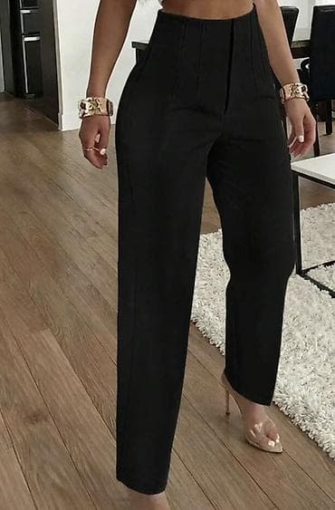 gabor obuca srbija: Ženske elegantne pantalone – crne, visok struk, veličina L - Kroj — 1