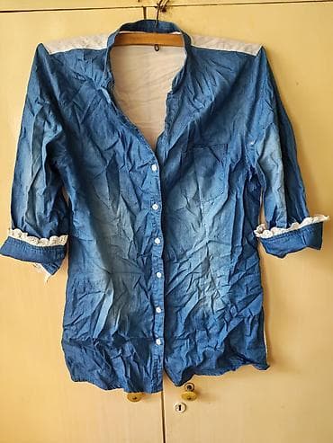 Ženska tunika/košulja od tankog teksasa i pamuka - Prednji deo na lalafo.rs Ženska tunika/košulja od tankog teksasa i pamuka - Prednji deo