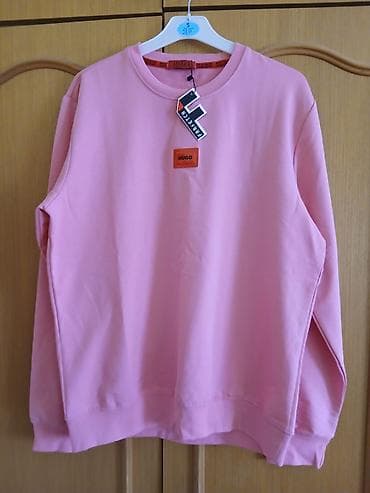 deichmann patike: HUGO zenski duks – roze sa kodom - Model: klasičan crewneck (okrugli — 1