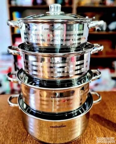 šerpe set: Masivan set šerpi sa poklopcem Visoko kvalitetan nerđajući čelik — 1