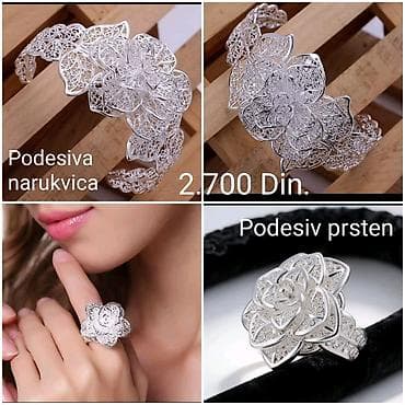 srebro niš prodaja: L Elegantni posrebreni set sa žigom S925. set srebrnasto-bele boje sa — 1
