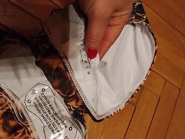 leopard print cipele: Ženski dvodelni kupaći kostim – bandeau top i visok struk - Model — 2