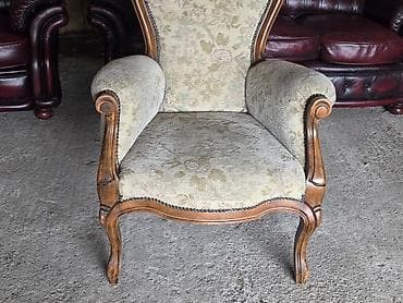 yisk namestaj: Stilska fotelja sa drvenim ramom i floralnim štofom - Klasičan dizajn — 5