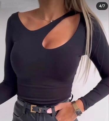 zara ženske bluze: Bluza sa izrezom i elastinom. Crvena,borda,braon,roza,pink,ciklama — 5