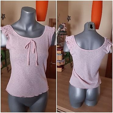 tesla majice: Roze ženska majica bez rukava sa mašnicom napred i blagim talasastim — 2