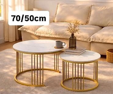 etno stolovi: Set od 2 klub stola – prečnici 70 cm i 50 cm - Dizajn: okrugle ploče — 4